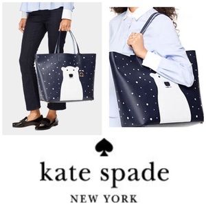Kate Spade RARE Len Polar Bear Leather Tote